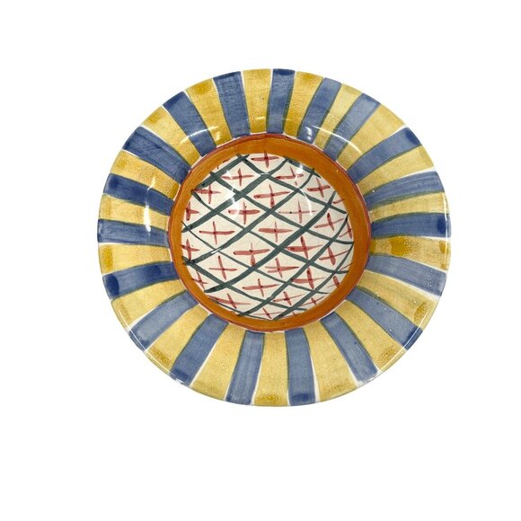 Mackenzie Childs Monet Cereal Bowl 8.25"‎ Striped Geometric Handmade Pottery - Picture 1 of 7